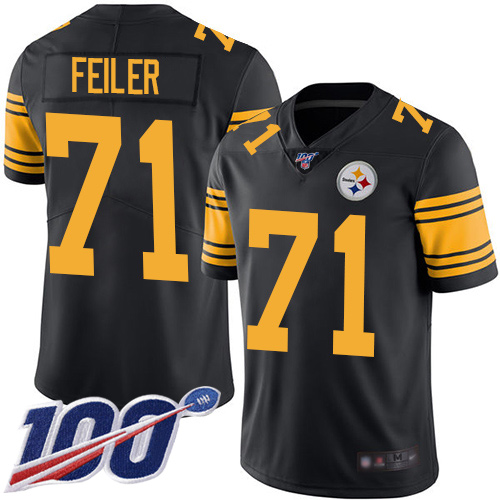 Men Pittsburgh Steelers Football 71 Limited Black Matt Feiler 100th Season Rush Vapor Untouchable Nike NFL Jersey